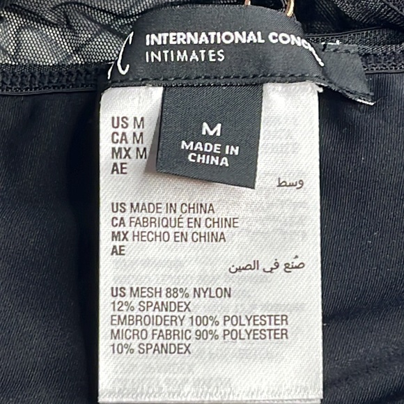 NWT INC International Concepts Womens Sheer Daisy Bralette, Deep Black M MEDIUM - Picture 8 of 8